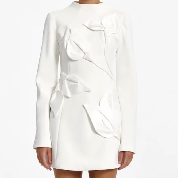 acler kadence long-sleeve petal appliqu mini dress The 'Kadence Mini Dress' in Black and Ivory. A monochrome moment, complimented with hand-applied 3D flower motifs. Discover new arrivals, in-store and online. #Acler #AclerFall25